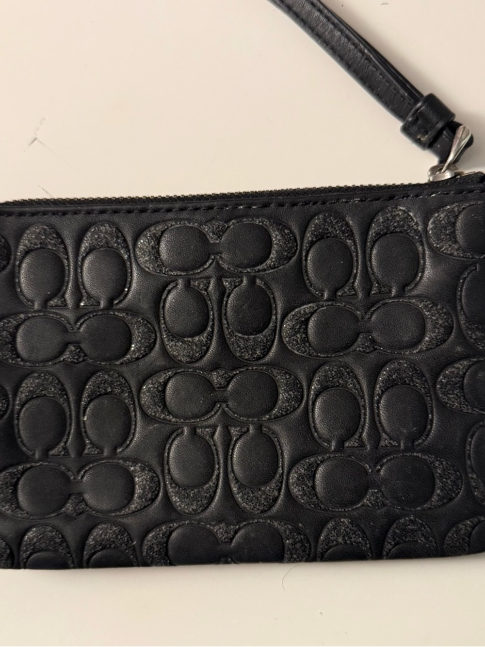 Coach Black Embossed Signature Wristlet Pouch - Picture 2 of 2